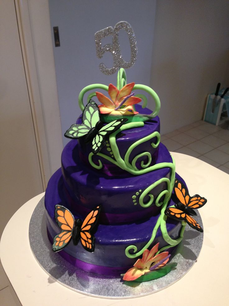 11 Photos of Purple Themed Birthday Cakes