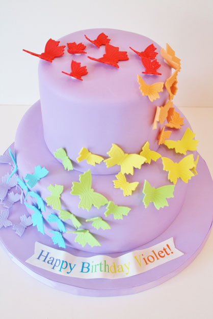 Rainbow Butterfly Birthday Cake