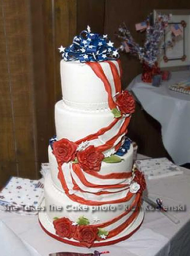 Red White and Blue Wedding Cake