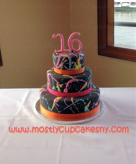 Sweet 16 Splatter Paint Cake