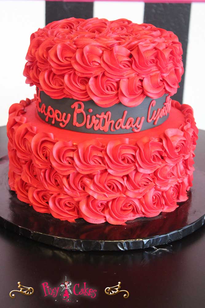 2 Tier Rosette Birthday Cakes
