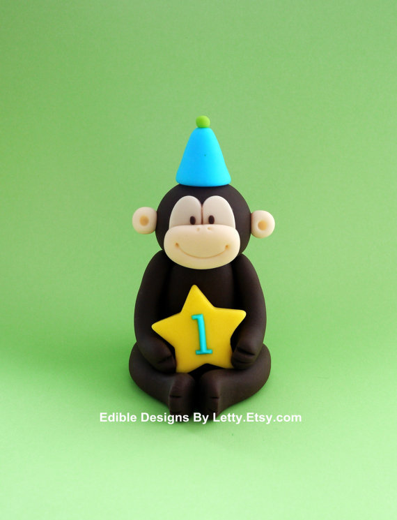 Baby Monkey Fondant Cake Topper