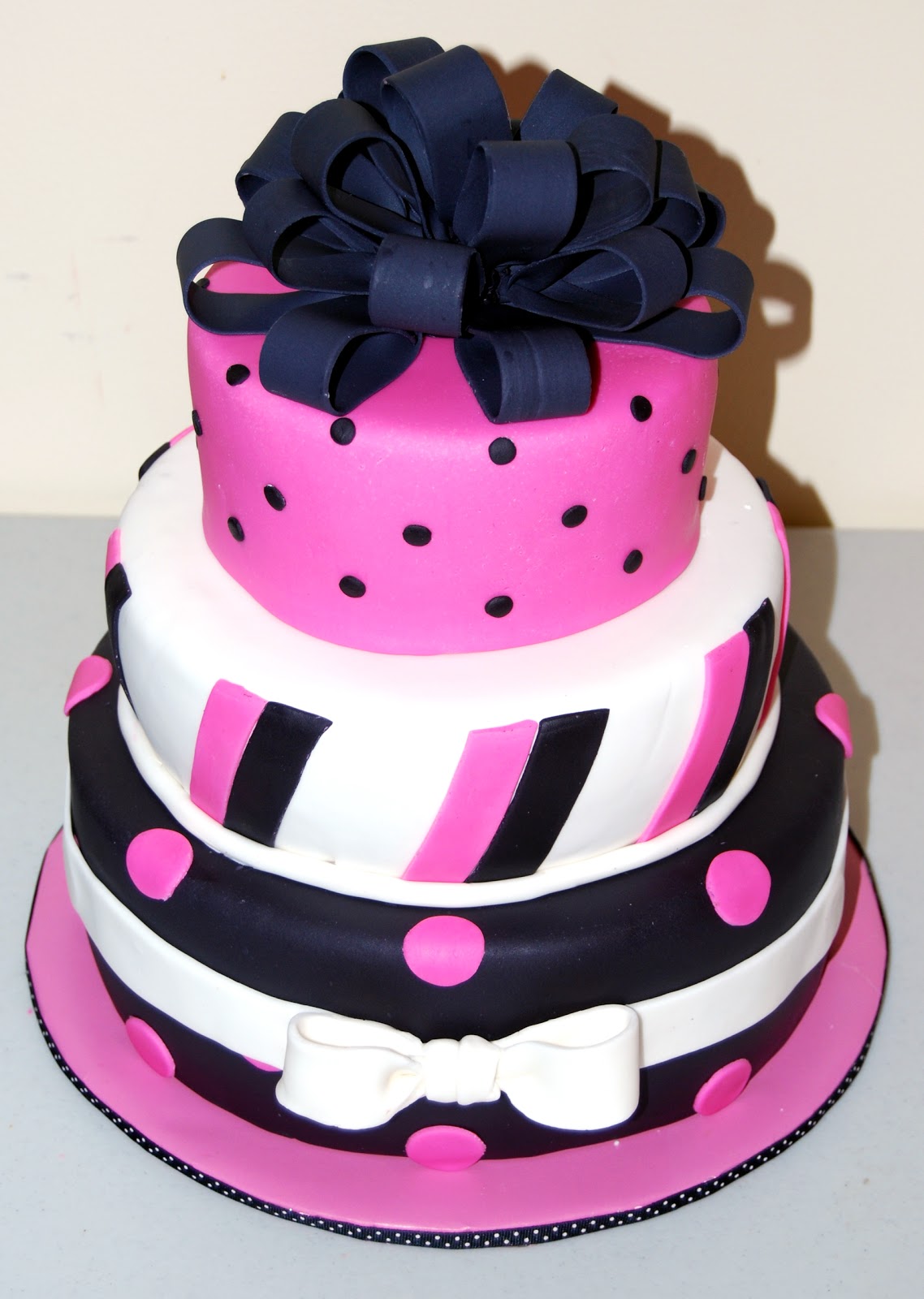 Black and Pink Birthday Cake