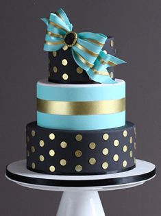 Black and Teal Birthday Cake