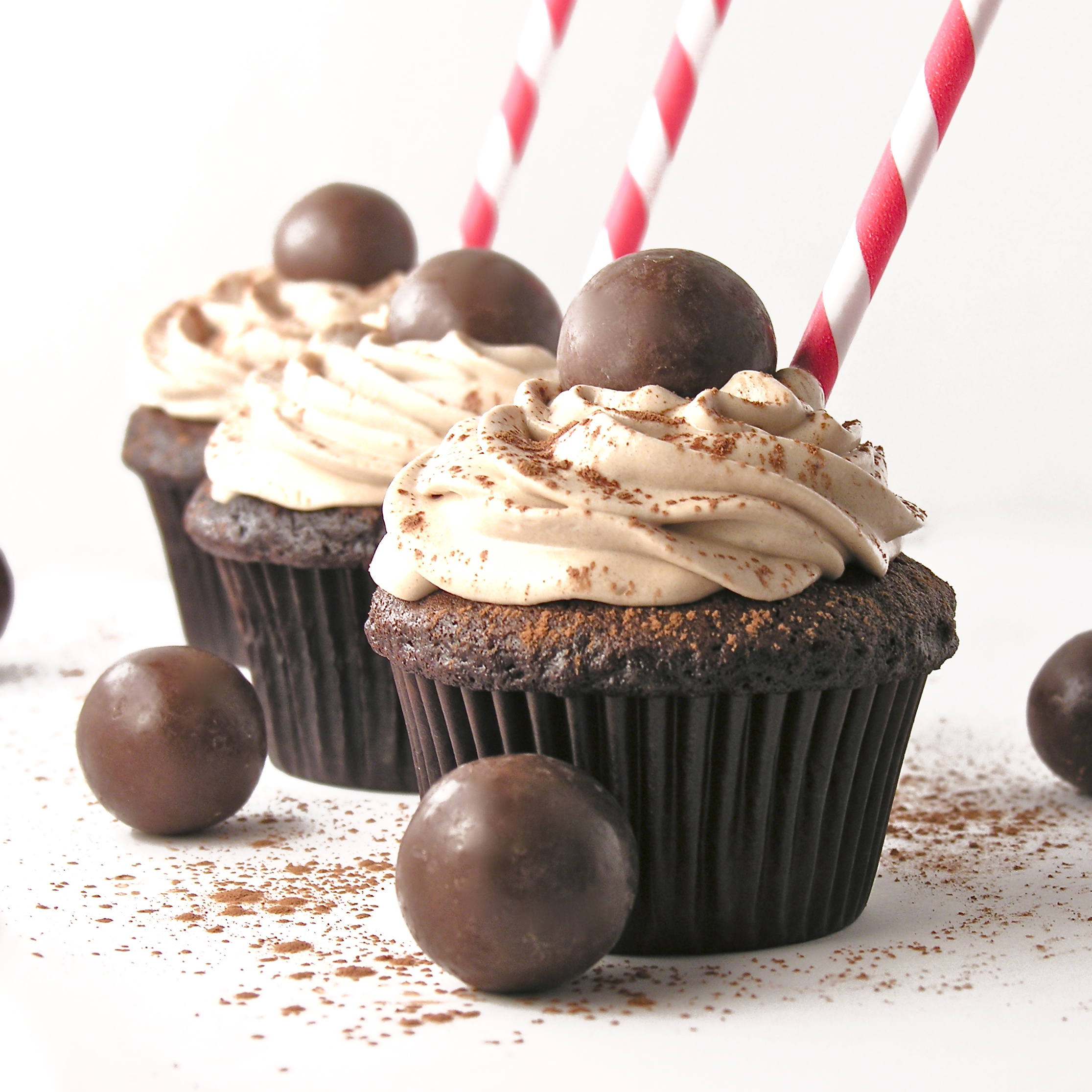 Chocolate Malted Milkshake Cupcakes