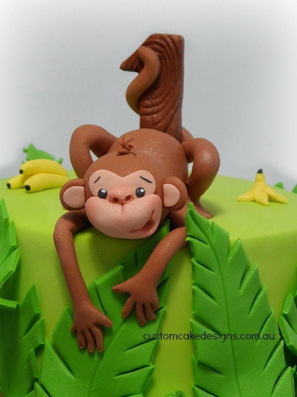 13 Photos of Monkey Birthday Cakes Fondant