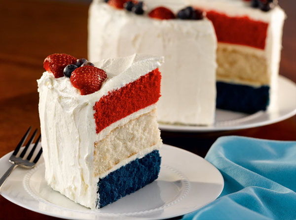 Fourth of July Red White and Blue Cake