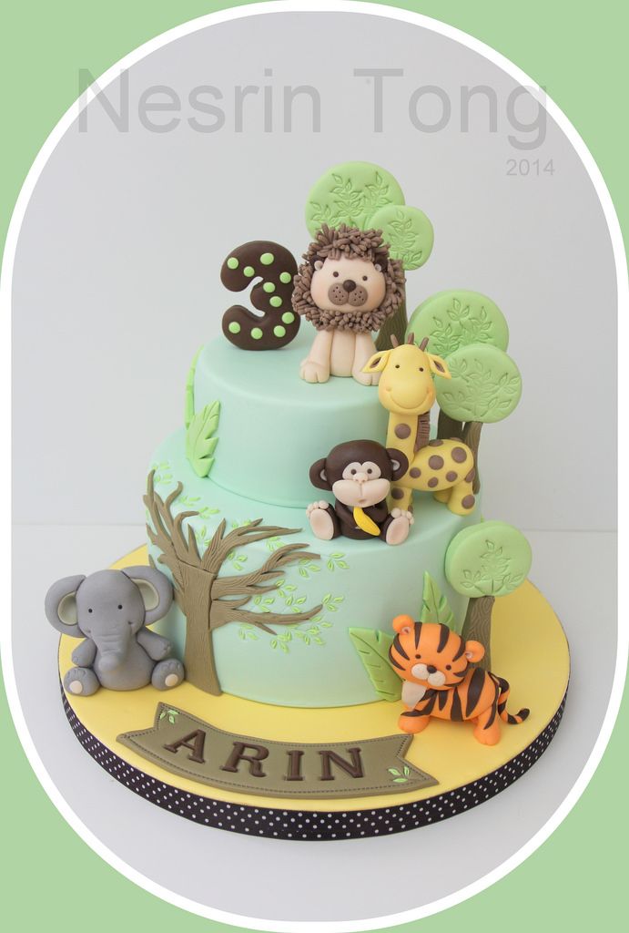 Jungle Animals Baby Shower Cake