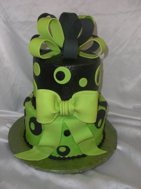 Lime Green and Black Cake