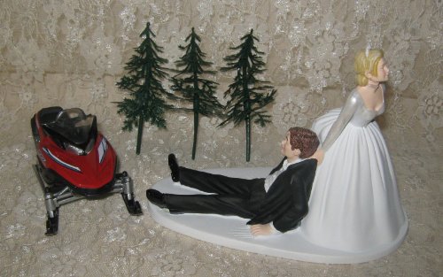 Snowmobile Wedding Cake Toppers