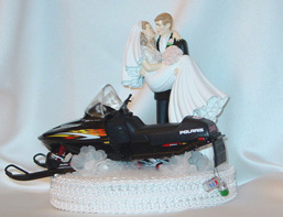 Snowmobile Wedding Cake Toppers