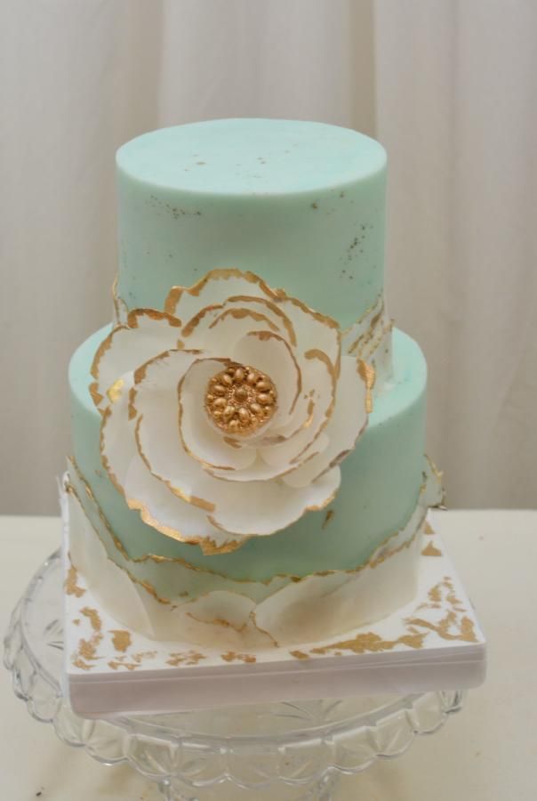 Teal and Gold Birthday Cake