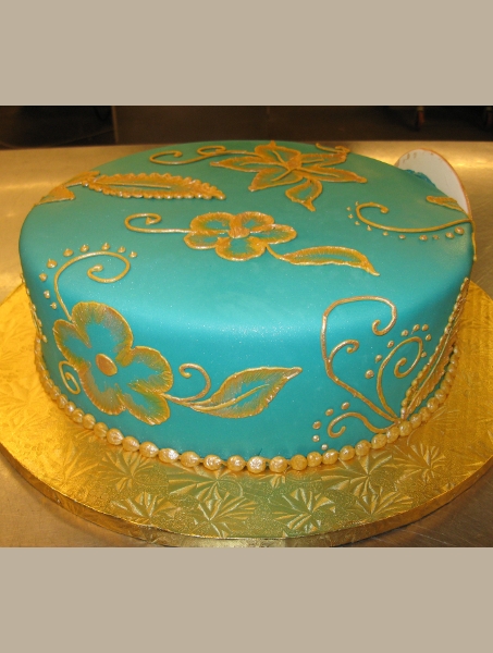 Teal and Gold Birthday Cake