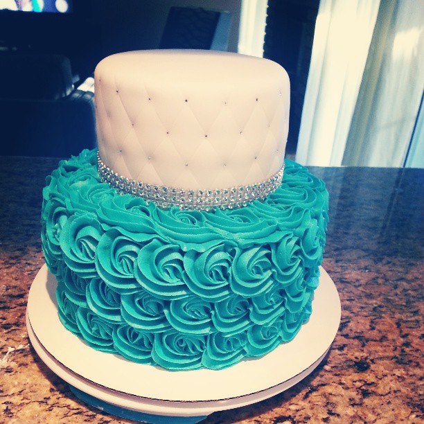 Two Tier Rosette Wedding Cake