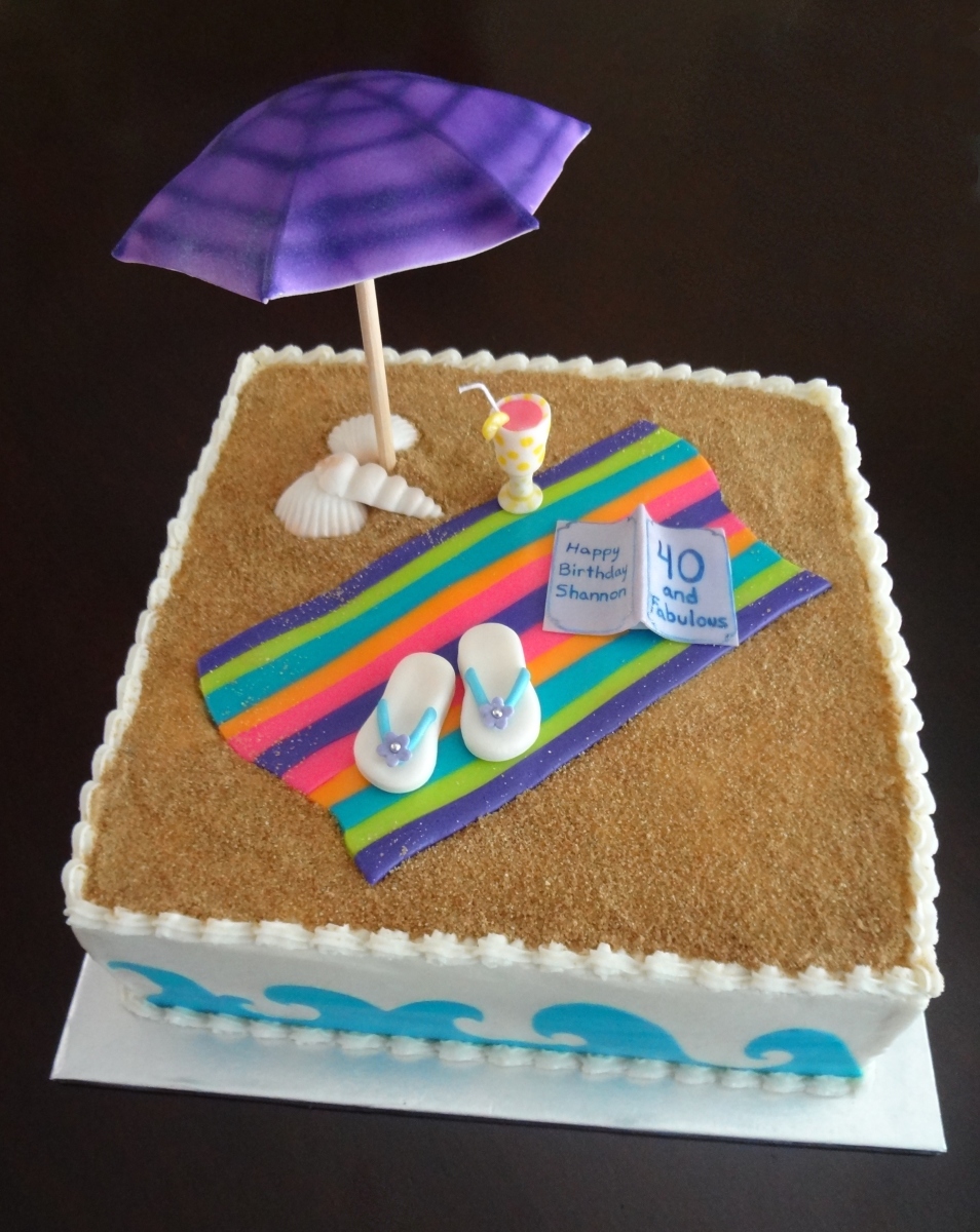 11 Photos of Beach Themed Fondant Birthday Cakes