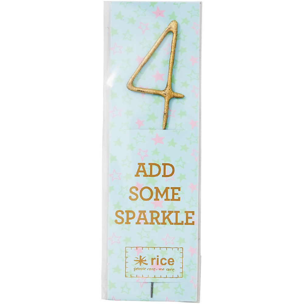 Gold Number 4 Sparkler Candle