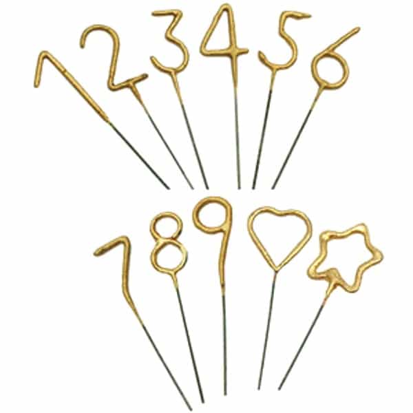 Gold Sparkler Number Birthday Candles