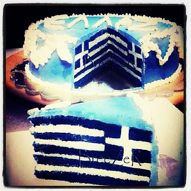 Greek Flag Cake