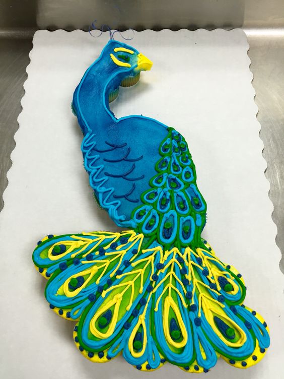 Peacock Cupcake Cake