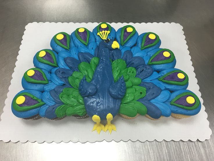 Peacock Cupcake Cake