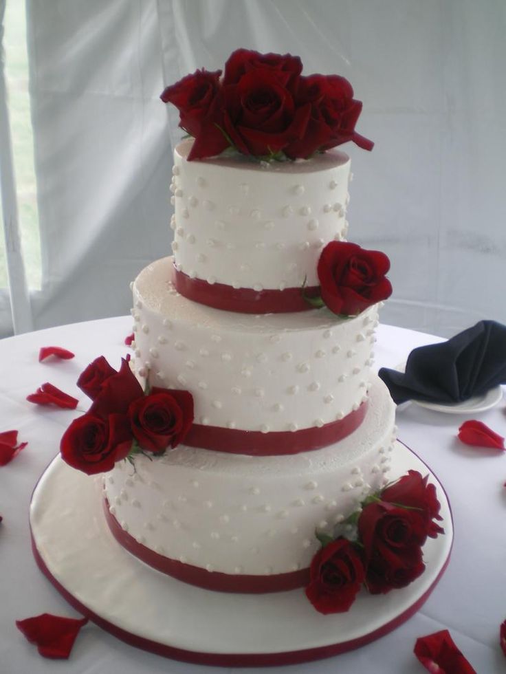 6 3 Tier Wedding Cakes White Red Photo Red And White 3 Tier