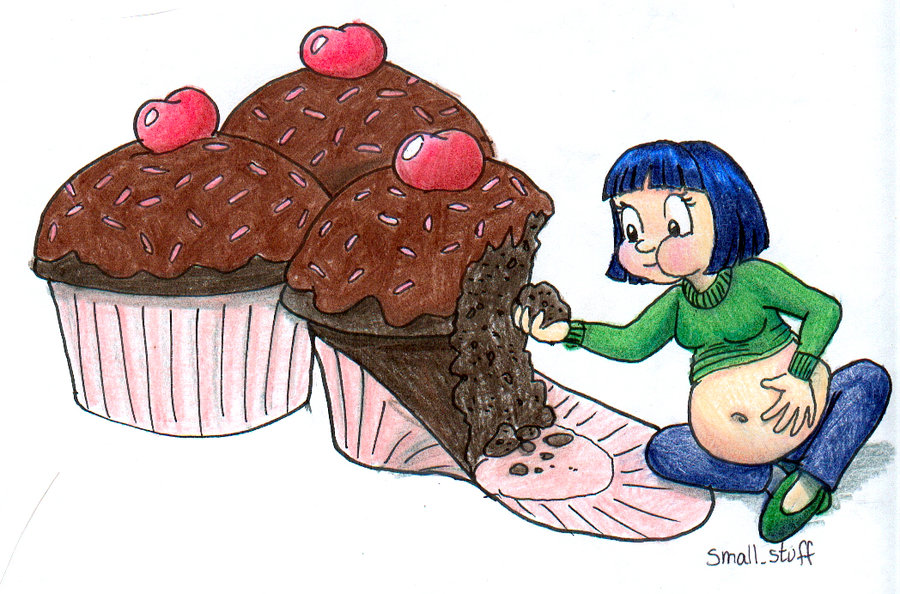 Cartoon People Eating Cupcakes