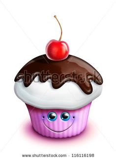 Cute Cartoon Cupcakes with Faces