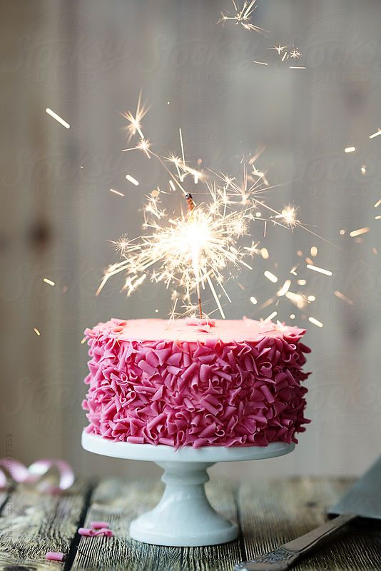 Happy Birthday Cake with Sparklers