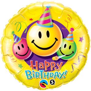 Happy Birthday Smiley-Face Balloons