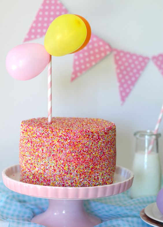 Pink Birthday Cake with Sprinkles