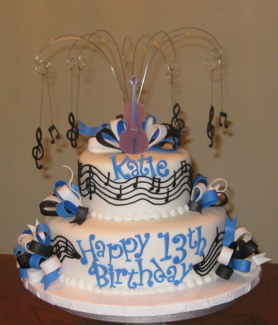 Birthday Cake with Music Notes