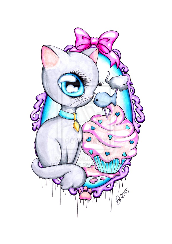 Cat Cupcake Drawing