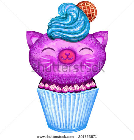 Cute Cat Cupcake Drawing