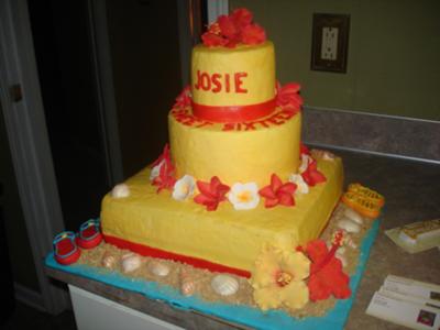 Hawaiian Sweet 16 Birthday Cakes