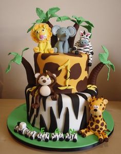 Jungle Animal Birthday Cake