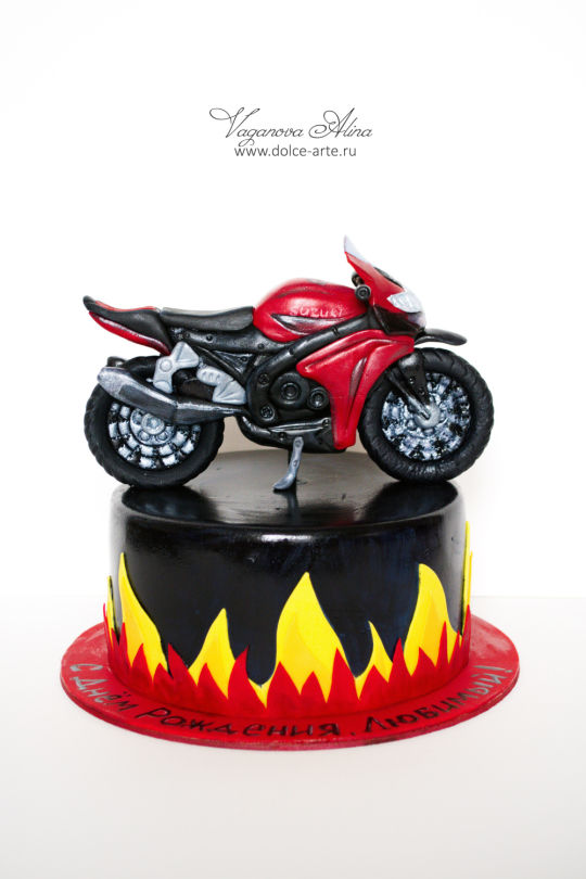 Motorcycle Shaped Birthday Cake