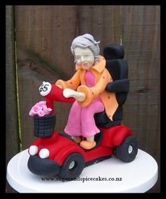 Old Lady Cake Topper Scooter