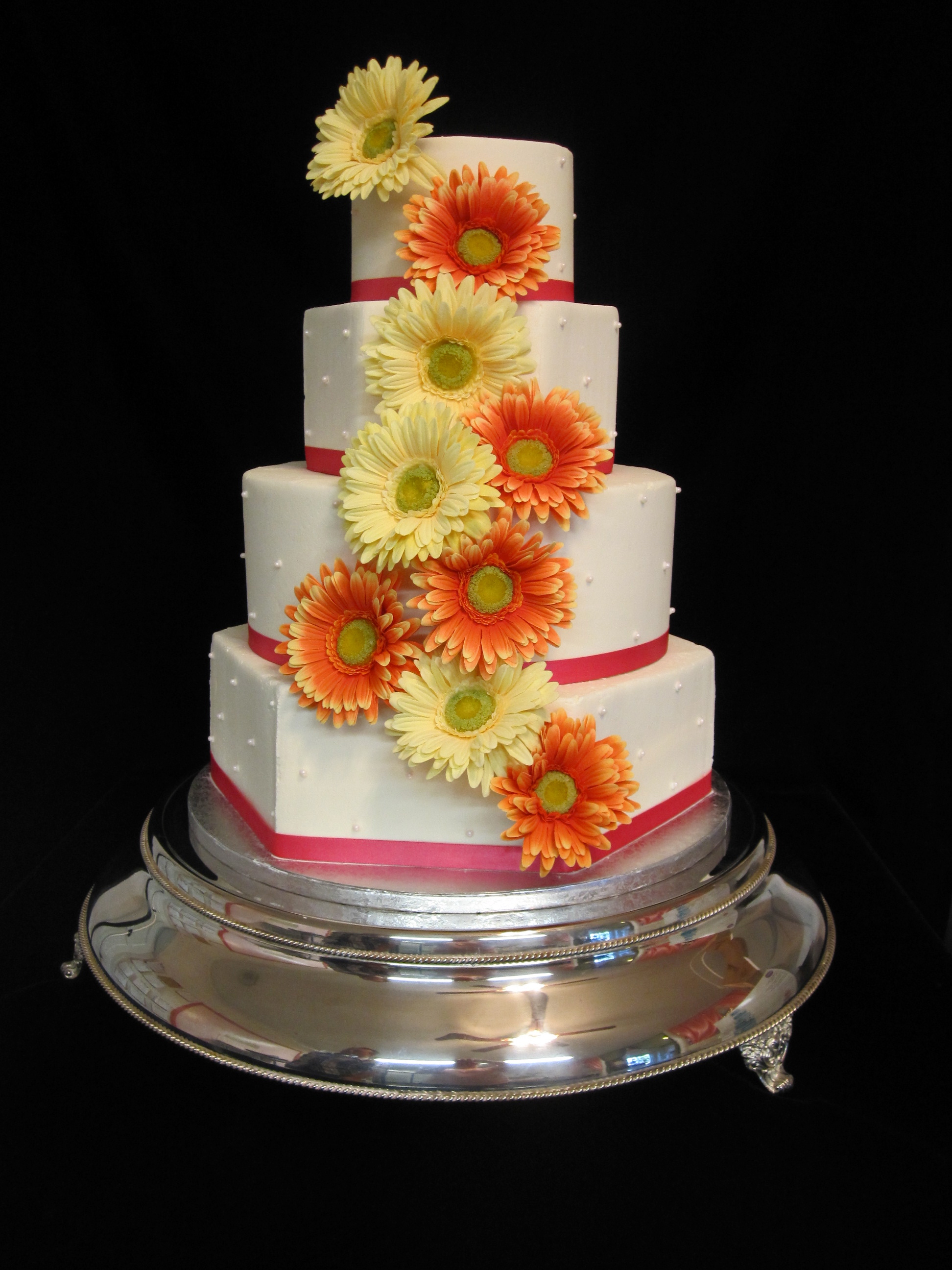 Pink Orange and Yellow Wedding Cake