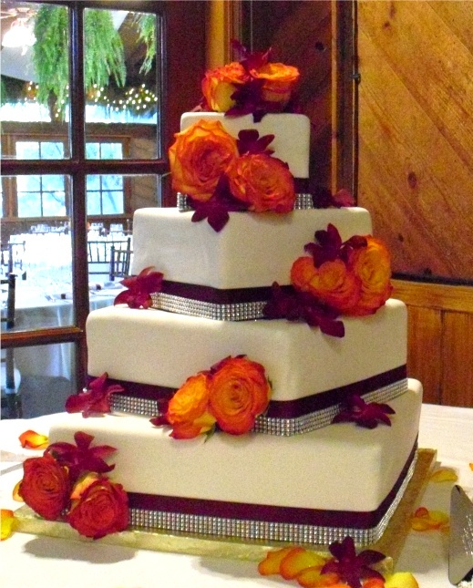 Purple and Orange Fall Wedding Cake