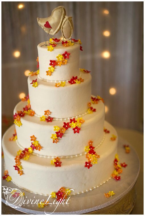 Red Yellow and Orange Wedding Cake