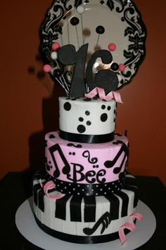 Sweet 16 Cakes with Music Notes