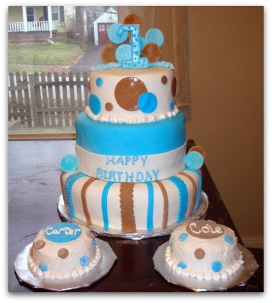 Twin Boys 1st Birthday Cake