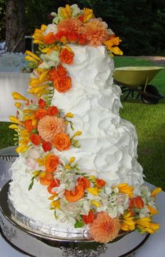 Wedding Cake with Orange Flowers