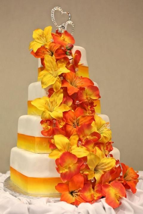 Yellow and Orange Wedding Cake