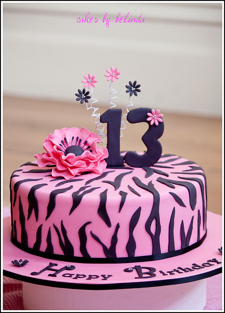 Zebra Print Birthday Cake