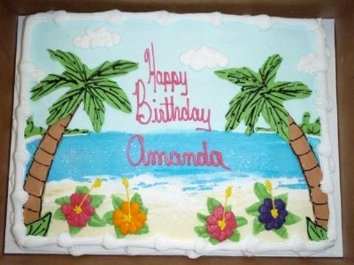 Beach Themed Sheet Birthday Cakes