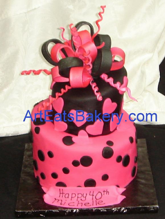 Black and Pink Birthday Cake
