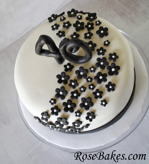 Black and White Birthday Cake