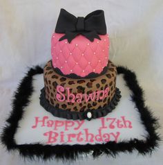 Cheetah Print Birthday Cake