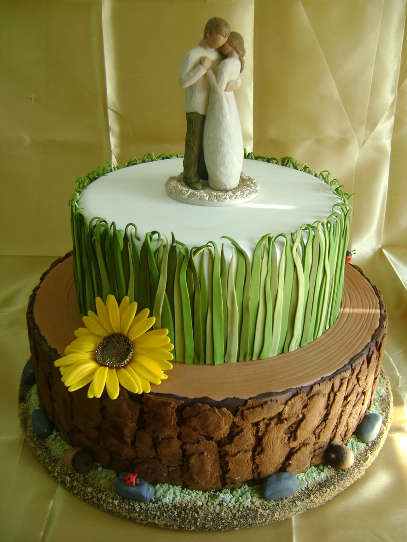 Fondant Tree Bark Wedding Cake